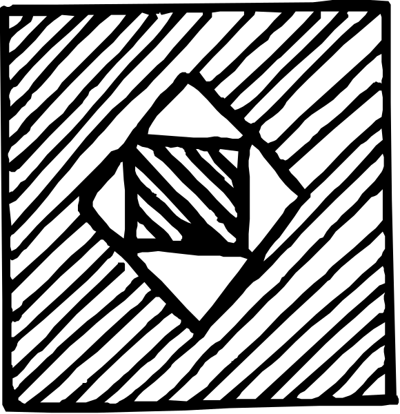 The image shows a black and white pattern with two distinct sections: on top is an abstract design featuring diagonal lines creating geometric shapes; below it appears to be another section of similar patterns but in different orientations.