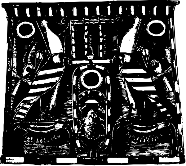 The black and white photo shows a close up of an intricate piece with various patterns that resemble gears within it.