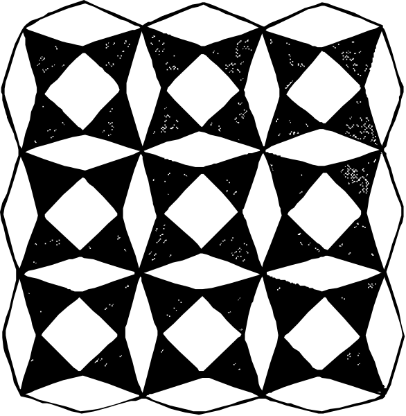 The images show a black and white pattern of geometric shapes resembling an abstract design with diamond patterns inside squares on two separate backgrounds.