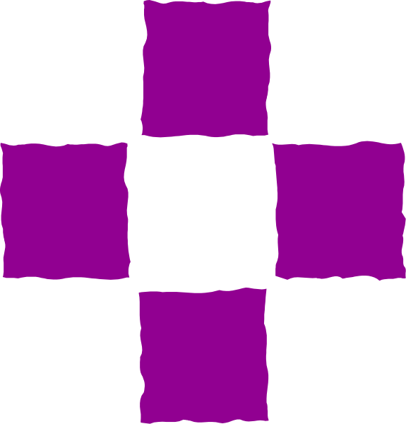 The image shows a purple crosswalk sign with white text on it indicating "WALK" for pedestrians to follow in one direction only.