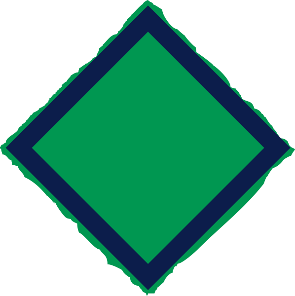 The image shows two diamond shapes with a blue border on top of each other against a white background; there is no additional context provided to determine any action taking place between them or their surroundings.