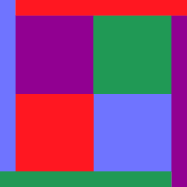 The image shows a colorful abstract pattern with geometric shapes including rectangles of various sizes arranged diagonally across it against different colored backgrounds.