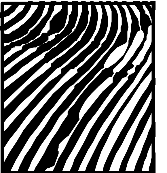 The images show a black and white pattern with concentric circles creating an optical illusion of depth and movement.