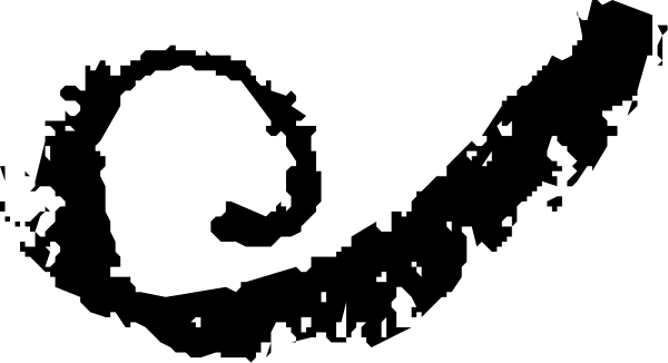 The image shows a black and white pixelated representation of an object that appears to be a stylized animal with multiple limbs extending outward from its body in various directions; it is set against a dark background, giving no indication about location or setting beyond what can be discerned through the limited information provided by this small clip-art image.