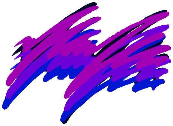 The image shows a purple abstract design with lines that resemble musical notes on a black background.