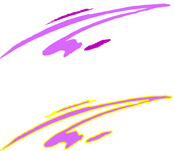 The image shows a black background with colorful abstract shapes that resemble swirls of paint or motion lines against it.
