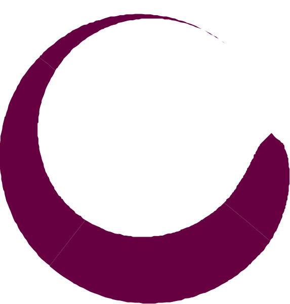 The image shows a purple crescent moon shape with two smaller moons on either side of it against a black background.