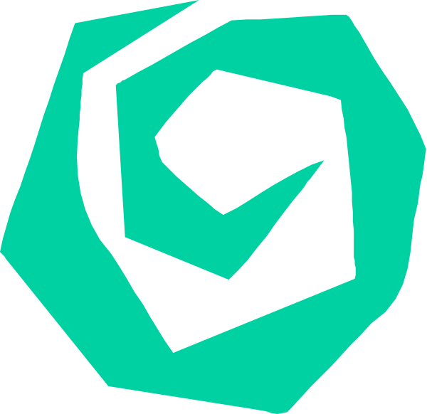 The image shows a pixelated graphic of an abstract design resembling a stylized flower with six petals arranged in two rows against a dark background; it is rendered as if viewed from above at a slight angle, giving depth to each layer and creating shading effects that suggest light falling on the surface.