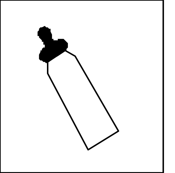 The black and white illustration shows a bottle of liquid soap with its cap off to the left side against an unadorned background.