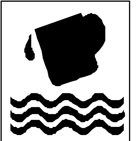 The image shows a black silhouette of an ice cream cone with liquid dripping from it on top of water droplets that represent melting ice cream, set against a white background within what appears to be a square icon frame commonly used for warning signs or symbols indicating cautionary actions such as "do not" or prohibition.