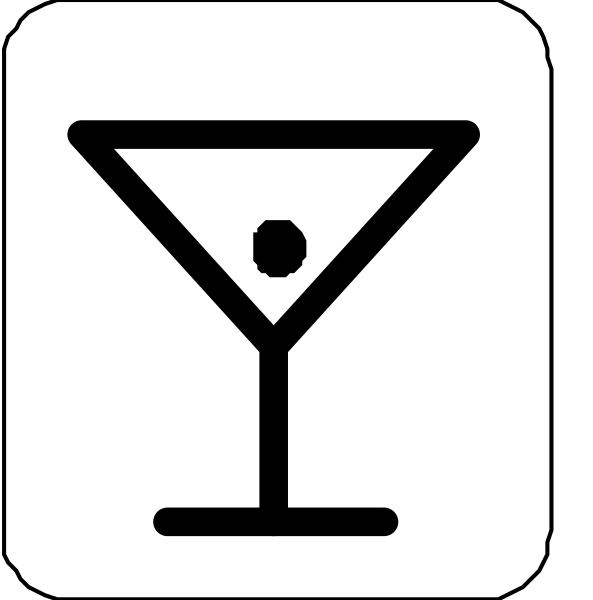 The image contains three separate iconographic representations: a martini glass with an olive symbolizing alcoholic beverages; another depicting two overlapping wine glasses suggesting social interaction like toasting at events such as parties and weddings, which is often associated with celebrations or gatherings where drinks are served; the third shows a person sitting on top of what appears to be a toilet bowl.