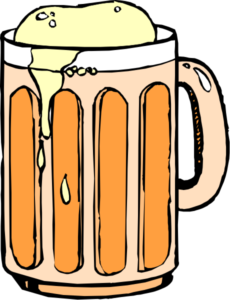The illustration shows a cartoon of an ice cream cone with two scoops on top placed inside a mug that resembles a beer stein filled to capacity; there is no text present in this image, and it appears to be stylized for humorous effect rather than realism.