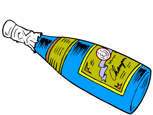 The black and white illustration shows a bottle of wine with an open label that has been signed by someone named "Jimmy" in blue ink on it; there is also a small pink sticker attached to the neck of the bottle, which appears to be unopened or sealed shut.