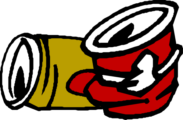 The image shows a cartoon of an open can with two soda cans inside it next to each other on what appears to be a tabletop surface.