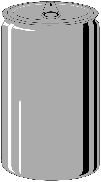 The image shows a cylindrical aluminum can with ridges along its length against a plain background.