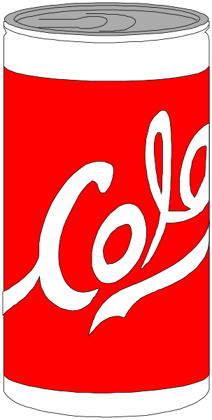 The image shows a can of Coca Cola with white lettering on it against a black background.