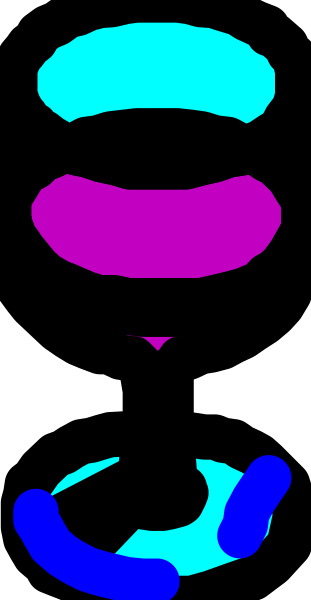 The image shows a black background with three colorful circles of varying sizes positioned vertically on top of each other from left to right in ascending order; there is no text present within this clip-art piece.