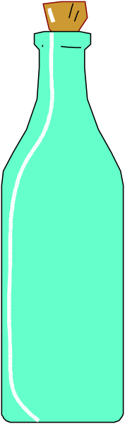 The image shows a green bottle with an orange label on it against a gray background.