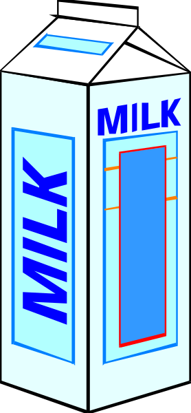 The cartoon shows a gallon of milk with "MILK" written on it inside an open refrigerator door.