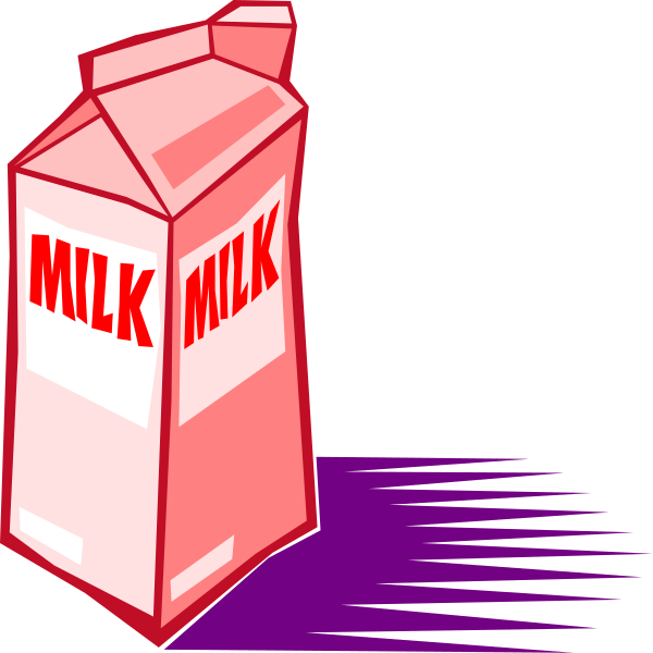 The illustration shows two cartoon milk containers with labels "MILK" on them against a dark background; there is no action depicted in this image as it appears to be static.