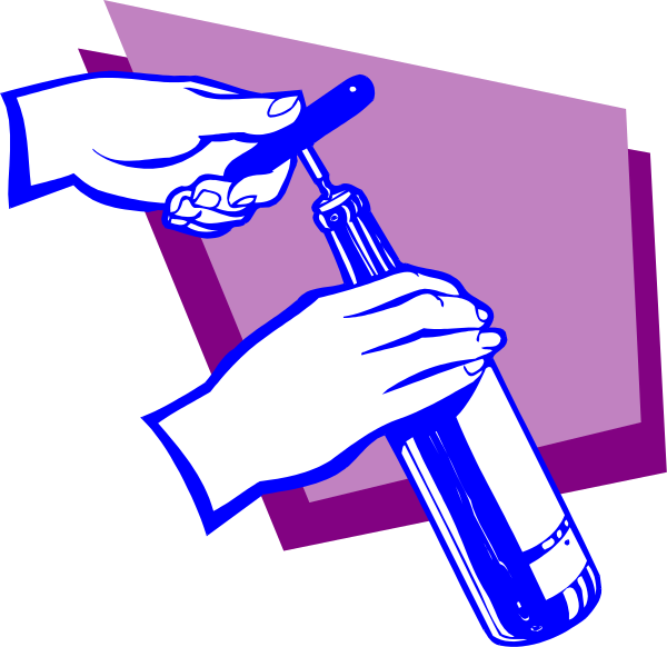 The illustration shows a hand holding an object that resembles a bottle of glue with its cap off over another image which appears to be a small container being filled by it; there is no text present in this clip-art piece, and both objects seem related to crafting or art supplies.