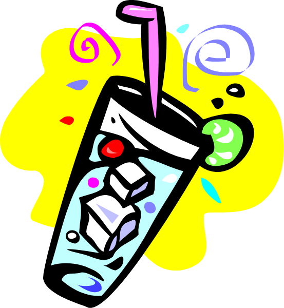 The image shows a colorful cartoon of an ice cream sundae with various toppings such as whipped cream, cherries on top, sprinkles around it, and what appears to be chunks of chocolate in the middle. To its right is another illustration featuring a strawberry milkshake or smoothie with similar decorations like swirls for whip cream and cherry garnish atop.