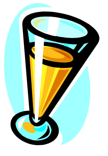 The image shows a cartoon depiction of an ice cream cone with two scoops on top placed next to a tall glass filled with orange liquid that resembles juice or soda.