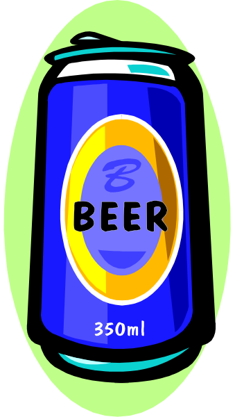 The image shows a can of beer with text that reads "BEER" on it placed against an out-of-focus background featuring what appears to be green foliage.