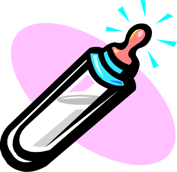 The image shows a cartoon depiction of an ultrasound with a bottle labeled "Pregnancy Test" next to it on what appears to be a pink background.
