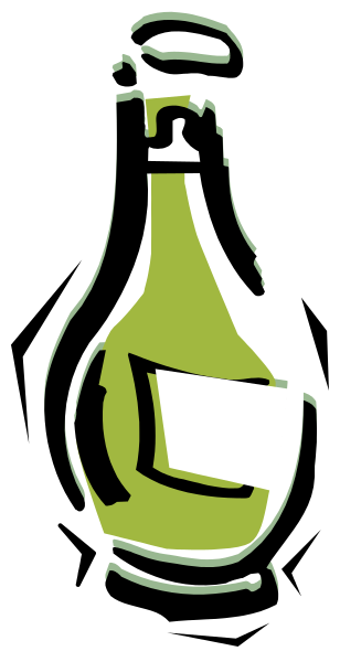 The image shows a bottle of olive oil with its cap off against an indistinct background that appears to be dark grey in color.
