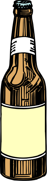 The image shows a bottle of beer with its label facing forward against an out-of-focus background that appears to be dark in color.