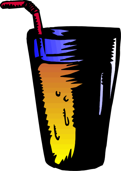 The image shows a stylized illustration of an ice cream cone with three scoops: vanilla at top, chocolate in middle, strawberry on bottom; it is set against a dark background that transitions from black to red and then blue towards the edges.
