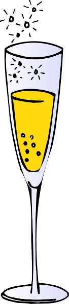 The image shows a split view of two champagne flutes with bubbles inside them against different backgrounds: on top is black space where one can see stars; below it's grayish-brown, possibly indicating an indoor setting like a bar counter or tabletop.
