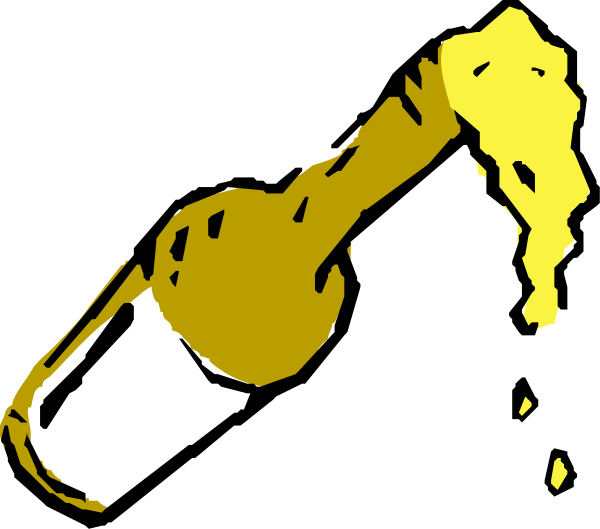 The image shows a black silhouette of an elephant's trunk with tusks on either side against a white background.