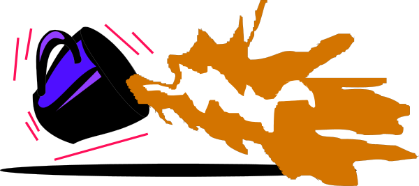 The image shows a cartoon of an orange cat with purple spots standing on its hind legs next to two blue fish swimming in water under a pink sky background.