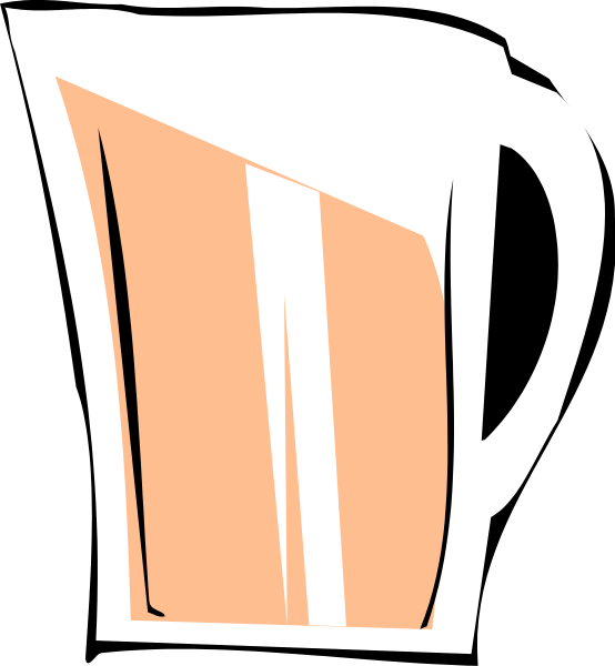 The image shows a cartoon of an orange mug with two handles on either side against a black background.