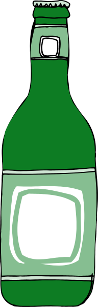 The image shows a green bottle with white labeling on it against a grey background.