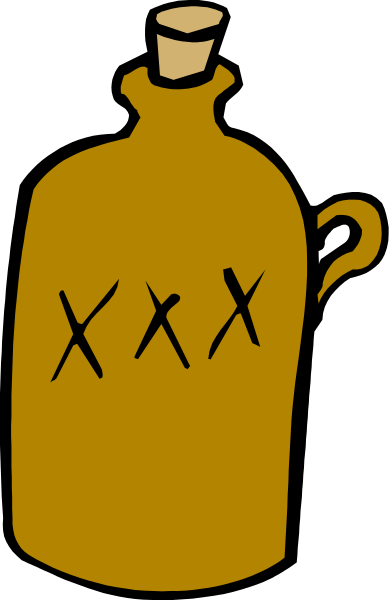The image shows a brown bottle with an X on it against a gray background.