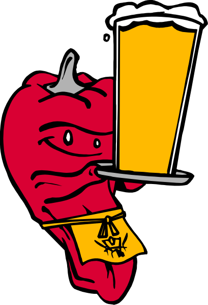 The image features a cartoon heart with devil horns holding an open beer bottle above its head while standing on top of another smaller heart that is also wearing devil horns but has wings instead; both hearts have red skin and yellow eyes, giving them demonic appearances.