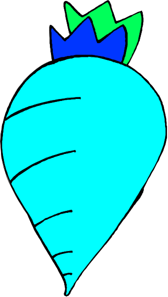 The image shows a carrot with an eye drawn on it against a white background.