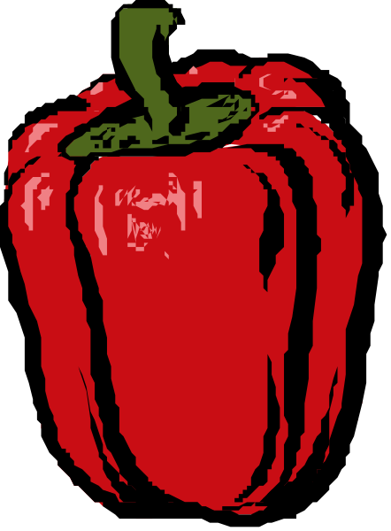 The image shows a red chili pepper with green stem against black background.