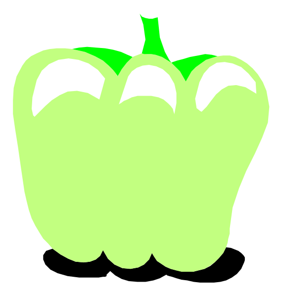 The image shows a cartoon pepper with four segments of varying sizes against a black background on the left side; there is no text present in this clip-art illustration.