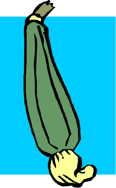The image shows a banana hanging from its stem against a blue background with no other discernible elements present.
