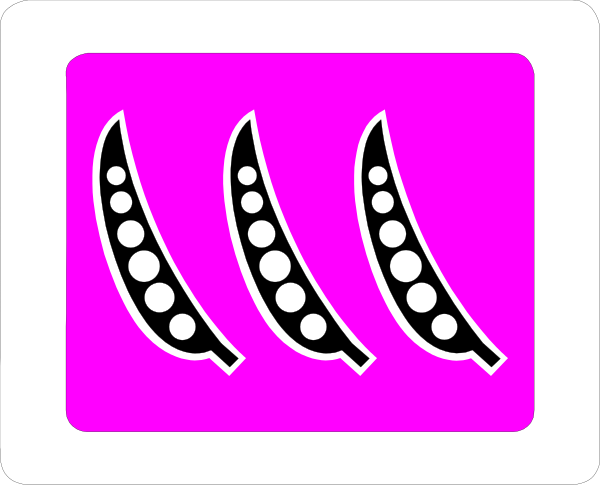 The image shows a pink sign with three bananas on it against a white background.