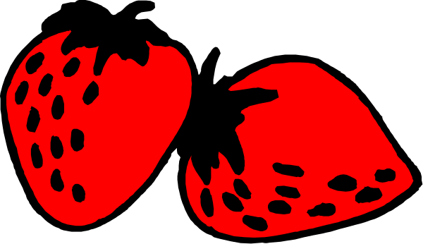 The image shows a black background with red strawberries on it.
