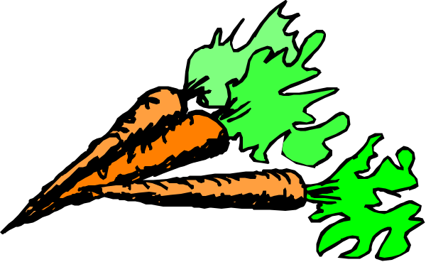 The image shows a cartoon carrot with flames coming out of it against a black background.