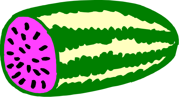 The image shows two watermelons with slices cut out of them against a gray background.