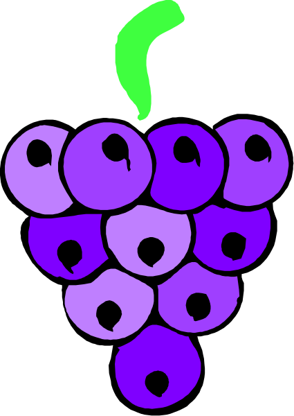 The image shows a bunch of grapes with purple skin and green stems on top against a black background.