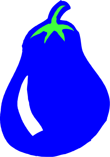 The image shows a stylized blue pepper with an exaggerated stem on top of it against a white background.