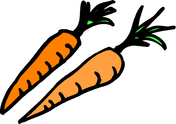 The image shows a close up of carrots with green stems against an orange background.